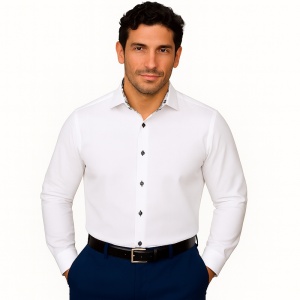 Camasa alba slim barbati Luxury Slim Fit EASY IRON cu garnitura paisley - Img 3