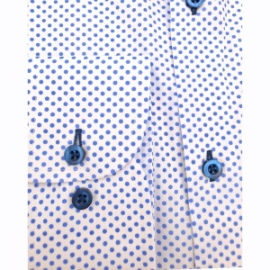 Camasa barbati alba regular Luxury Classic Fit EASY IRON cu buline albastre - Img 6