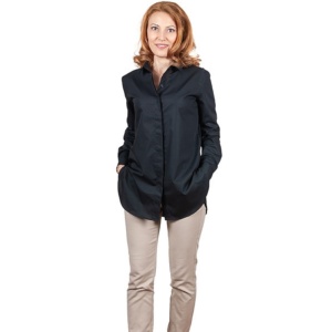 Camasa neagra dama oversize din poplin Luxury Classic Fit EASY IRON - Img 2