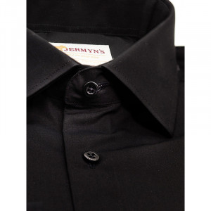 Camasa neagra regular barbati Exclusive Classic Fit Poplin EASY IRON pentru butoni - Img 3
