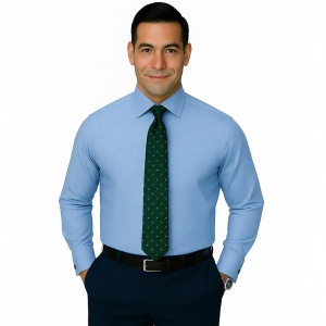Camasa office barbati, regular, mansete pentru butoni, Diagonal Luxury Classic, Fit EASY IRON, bleu