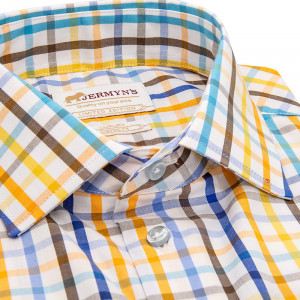 Camasa slim casual barbati in carouri multicolore Luxury Slim Fit EASY IRON - Img 2