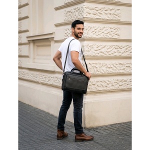 Geanta laptop 17", JERMYN'S Nelson, piele naturala neagra - Img 3