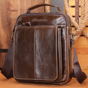 Geanta messenger barbati din piele naturala maro JERMYN'S Wilson - Img 6