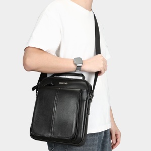 Geanta messenger barbati din piele naturala neagra JERMYN'S Wilson - Img 6