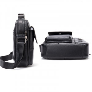Geanta messenger barbati Oliver din piele naturala neagra - Img 5