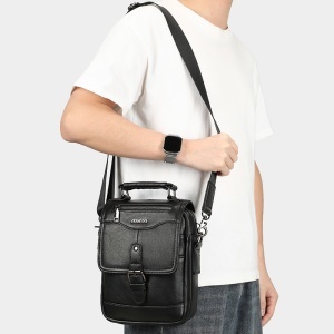 Geanta messenger barbati, piele naturala, JERMYN'S Bristol, neagra - Img 4