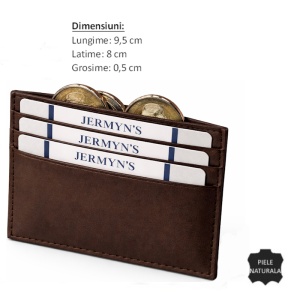 Portcard barbati piele naturala, JERMYN'S Oliver, maro inchis - Img 3