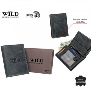 Portofel barbati Always Wild RFID Clifford din piele naturala neagra - Img 2