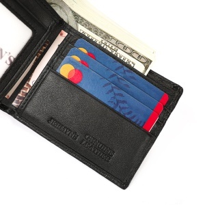 Portofel bărbați din piele naturală cu patern crocodile JERMYN'S Prato, RFID, slim, negru - Img 7