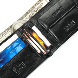 Portofel bărbați din piele naturală JERMYN'S Napoli, RFID, negru, slim - Img 6