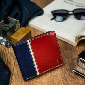 Portofel casual barbati ROVICKY Tommy slim RFID din piele naturala bleumarin navy si grena - Img 5