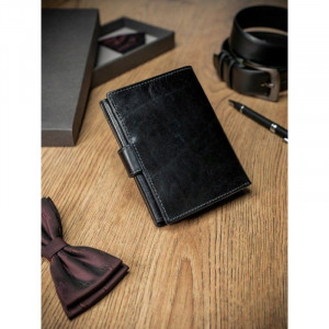 Portofel negru elegant barbati din piele naturala Pierre Andreus RFID cu inchidere prin capsa - Img 4