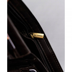 Portofel premium barbati PETERSON Alcott RFID din piele naturala maro inchis cu inchidere prin capsa - Img 7