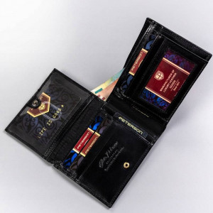 Portofel premium barbati PETERSON Alcott RFID din piele naturala neagra - Img 7