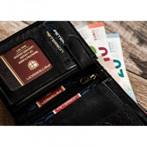 Portofel premium barbati PETERSON RFID Lewis din piele naturala neagra cu inchidere prin capsa - Img 9