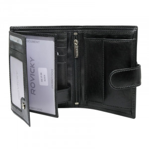 Portofel premium barbati ROVICKY Jake RFID din piele naturala neagra cu inchidere prin capsa - Img 3
