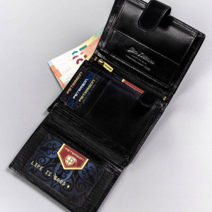 Portofel vertical barbati PETERSON Addison RFID din piele naturala neagra cu inchidere prin capsa - Img 6