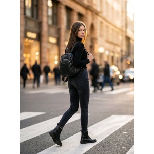 Rucsac dama din piele naturala neagra JERMYN'S Parma - Img 2