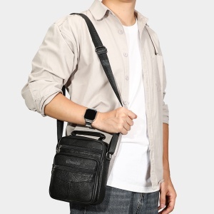 Borseta barbati din piele naturala JERMYN'S Darwin, neagra - Img 2