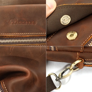 Borseta barbati din piele naturala nubuck JERMYN'S York, maro - Img 7