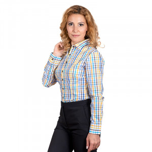 Camasa alba casual dama in carouri fresh Luxury Slim Fit EASY IRON - Img 1