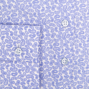 Camasa alba eleganta dama cu imprimeu bleu paisley Luxury Slim Fit EASY IRON - Img 4
