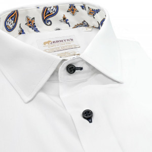 Camasa alba slim barbati Luxury Slim Fit EASY IRON cu garnitura paisley - Img 2
