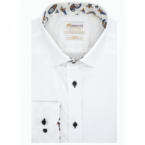 Camasa alba slim barbati Luxury Slim Fit EASY IRON cu garnitura paisley - Img 4