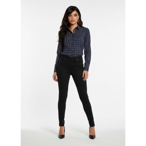 Camasa dama office bleumarin cu buline albe Luxury Slim Fit EASY IRON - Img 3
