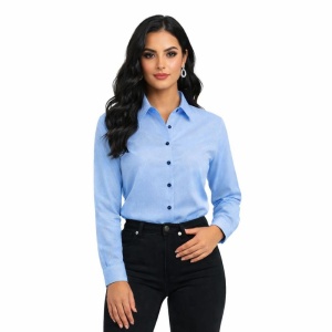 Camasa eleganta dama diagonal bleu Luxury Slim Fit EASY IRON