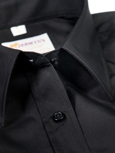 Camasa eleganta neagra dama EASY IRON - Luxury Slim Fit pentru butoni - Img 2