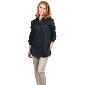 Camasa neagra dama oversize din poplin Luxury Classic Fit EASY IRON - Img 3