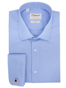 Camasa office bleu barbati Oxford pentru butoni EASY IRON - Luxury Slim Fit - Img 3