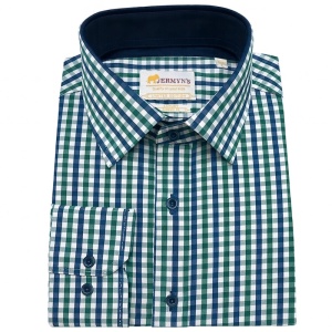 Camasa regular casual barbati in carouri verzi bleumarin Luxury Classic Fit EASY IRON - Img 3