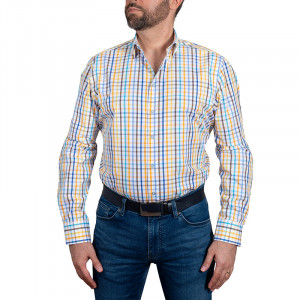 Camasa slim casual barbati in carouri multicolore Luxury Slim Fit EASY IRON - Img 3