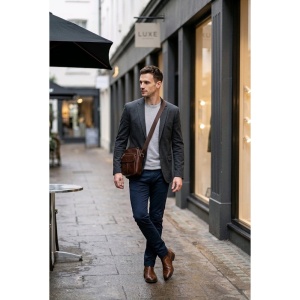 Geanta barbati din piele naturala maro JERMYN'S Dublin - Img 4
