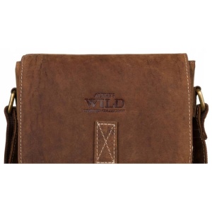Geanta crossbody barbati ALWAYS WILD Carson din piele naturala maro coniac - Img 4