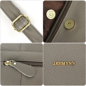 Geanta dama JERMYN'S Sophia, piele naturala, gri, casual - Img 11