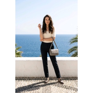 Geanta dama JERMYN'S Sophia, piele naturala, gri, casual - Img 5