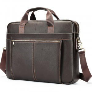 Geanta laptop din piele naturala maro inchis JERMYN'S Houston