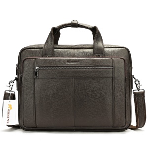 Geanta laptop, JERMYN'S Auckland, piele naturala maro inchis