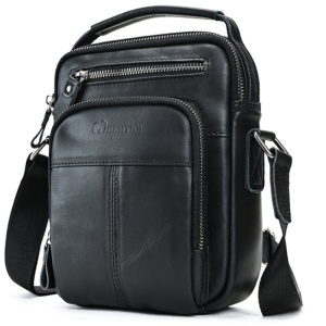 Geanta messenger barbati, piele naturala, JERMYN'S Kansas, neagra