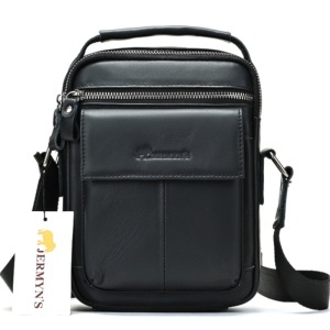 Geanta messenger barbati, piele naturala, JERMYN'S Texas, neagra - Img 3