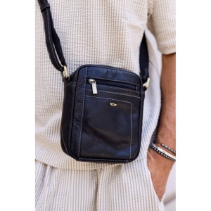 Geanta messenger barbati, piele naturala, PETERSON Antonio, neagra - Img 2