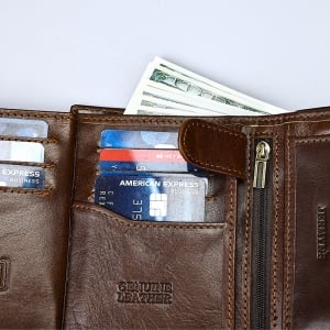 Portofel barbati JERMYN'S Rimini RFID din piele naturala maro cu inchidere prin capsa - Img 8
