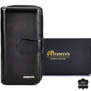 Portofel dama din piele naturala JERMYN'S Roma, elegant, negru