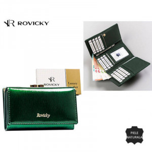 Portofel dama, scurt, piele naturala, ROVICKY Daisy, verde - Img 2