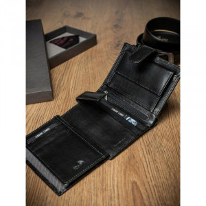Portofel negru elegant barbati din piele naturala Pierre Andreus RFID cu inchidere prin capsa - Img 9