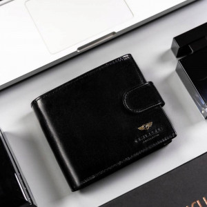 Portofel premium barbati PETERSON Arthur RFID din piele naturala neagra cu inchidere prin capsa - Img 2